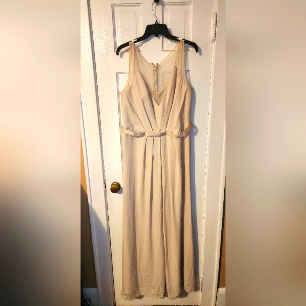 Plus size champagne colored elegant Vera Wang Bridesmaid Dress